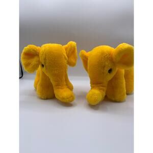 Nanco Elephant Plush Yellow Stuffed Animal 6” Lot of 2 Vintage